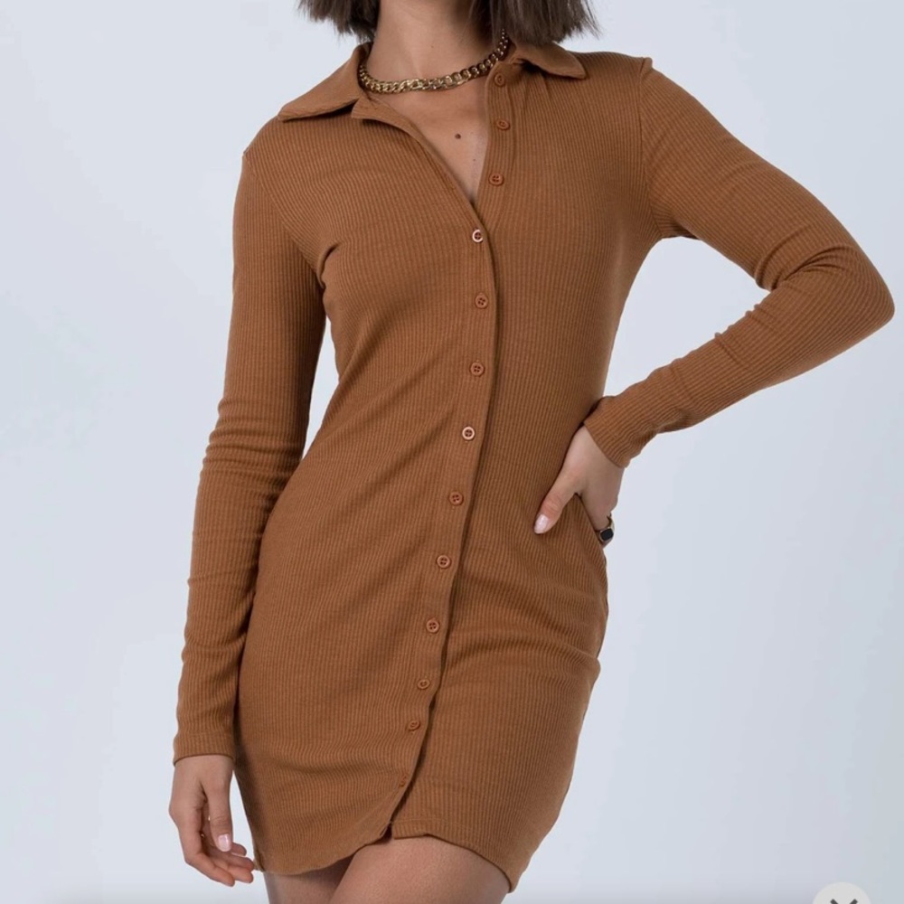 Princess Polly Collared Brown Mini Dress